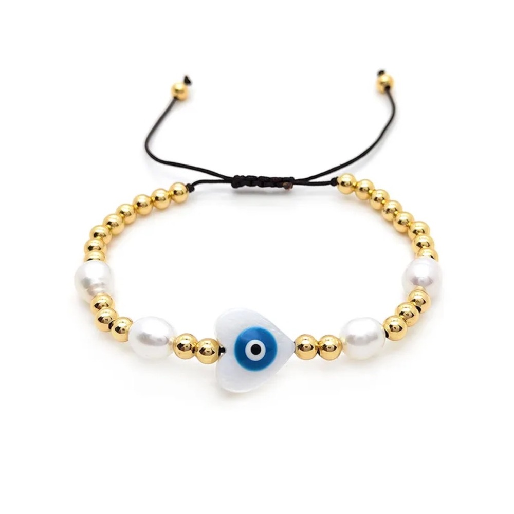 *NEW* Gold and White Pearl Beaded Bracelet